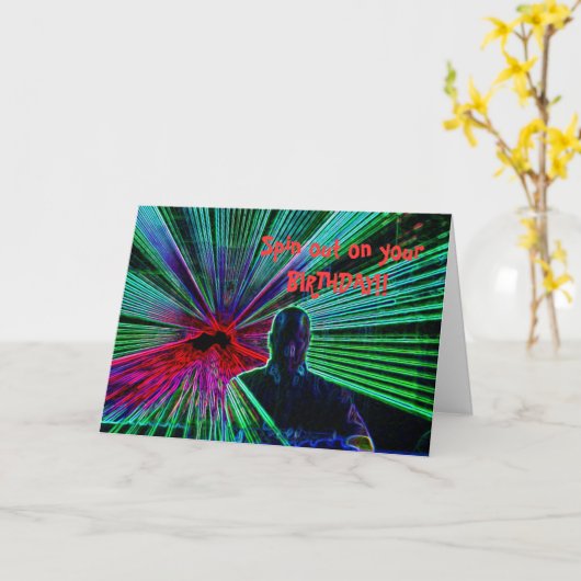 Lasers op DJ verjaardagskaart Kaart (Gele Bloem)