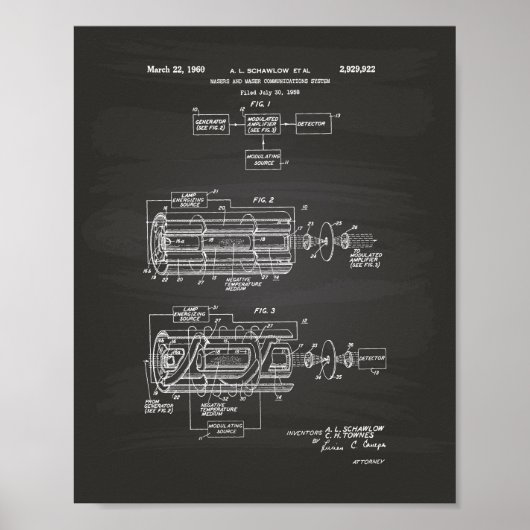Lasersysteem 1960 Patent Art Chalkboard Poster (Voorkant)