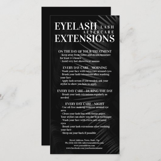 Lash Aftercare Black Eyelash Shadow Gradiënt Mesh Bedankkaart (Voorkant / Achterkant)