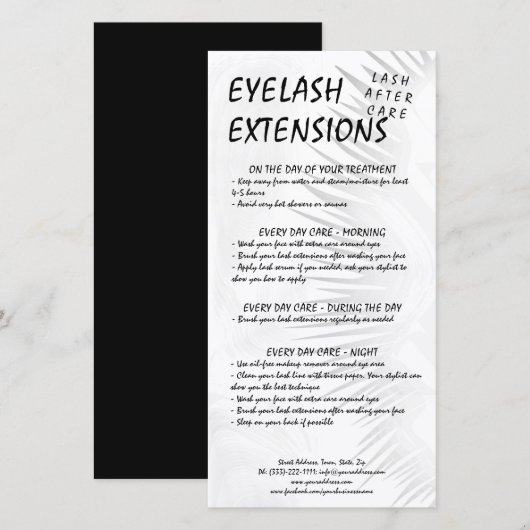 Lash Aftercare Black White Eyelash Shadow Gradiënt Bedankkaart (Voorkant / Achterkant)