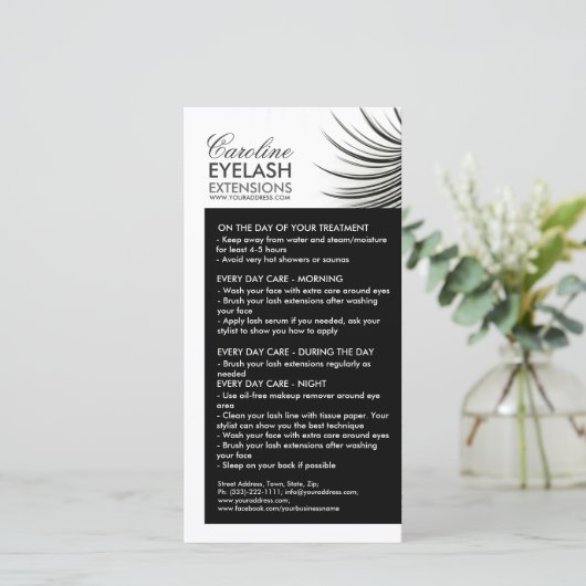 Lash Aftercare Curly Lashes Wit & Zwart Bedankkaart (Staand voorkant)