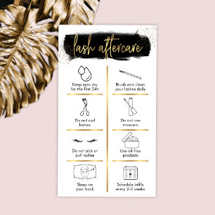 Lash Aftercare Guide - zwart & Gold Glitter Salon Visitekaartje