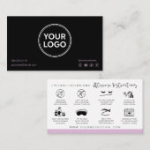 Lash Aftercare Instructies Voeg je Logo modern toe Visitekaartje (Voorkant / Achterkant)