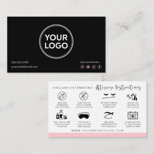 Lash Aftercare Instructies Voeg je Logo modern toe Visitekaartje