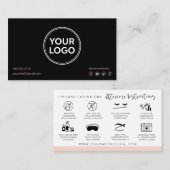 Lash Aftercare Instructies Voeg je Logo modern toe Visitekaartje (Voorkant / Achterkant)