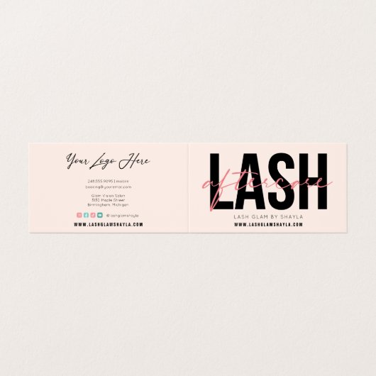 Lash Aftercare Instructions & Appointment Loyalty Visitekaartje (Buitenkant ongevouwen)