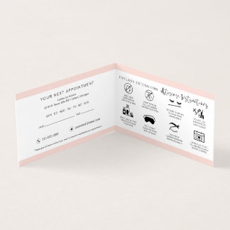 Lash Aftercare Instructions & Appointment Reminder Visitekaartje
