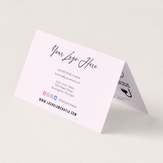 Lash Aftercare Instructions & Appointment Reminder Visitekaartje (Achterkant)