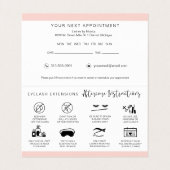 Lash Aftercare Instructions & Appointment Reminder Visitekaartje (Binnenkant ongevouwen)
