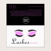 Lash Aftercare Instructions & Appointment Reminder Visitekaartje (Buitenkant ongevouwen)