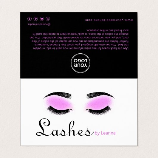 Lash Aftercare Instructions & Appointment Reminder Visitekaartje (Buitenkant ongevouwen)