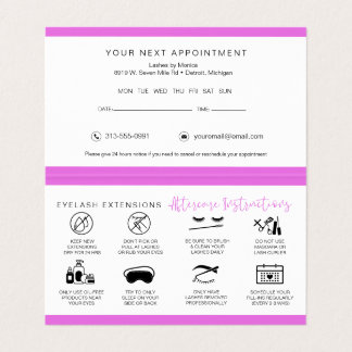 Lash Aftercare Instructions & Appointment Reminder Visitekaartje