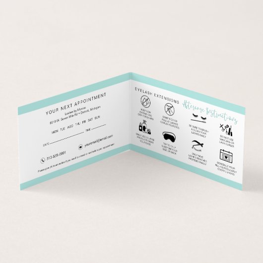 Lash Aftercare Instructions & Appointment Reminder Visitekaartje (Binnen)