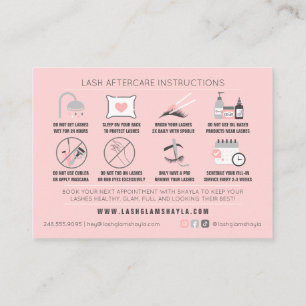 Lash Aftercare Instructions Extensions Care Kaarte Visitekaartje