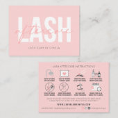 Lash Aftercare Instructions Extensions Care Kaarte Visitekaartje (Voorkant / Achterkant)