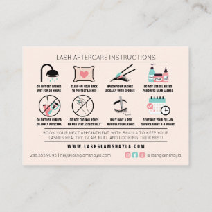Lash Aftercare Instructions Extensions Care Kaarte Visitekaartje