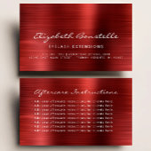 Lash Aftercare Instructions Red Metallic Visitekaartje