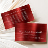 Lash Aftercare Instructions Red Metallic Visitekaartje