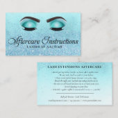 Lash Aftercare Instructions Turquoise Glam Glitter Visitekaartje (Voorkant / Achterkant)
