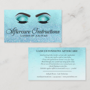 Lash Aftercare Instructions Turquoise Glam Glitter Visitekaartje