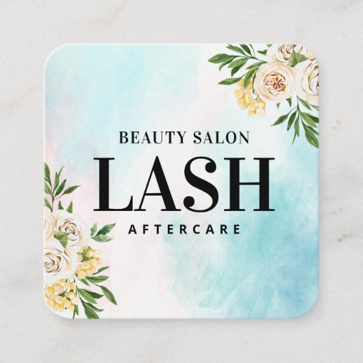 Lash Aftercare Waterverf Vierkante Visitekaartje (Voorkant)