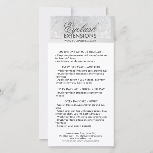 Lash Aftercare White Glitter Snow Star Bedankkaart (Voorkant)
