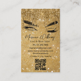 Lash and Brow Artiest QR Code Golden Sparkles Visitekaartje
