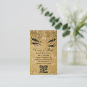 Lash and Brow Artiest QR Code Golden Sparkles Visitekaartje (Staand voorkant)