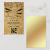 Lash and Brow Artiest QR Code Golden Sparkles Visitekaartje (Voorkant / Achterkant)