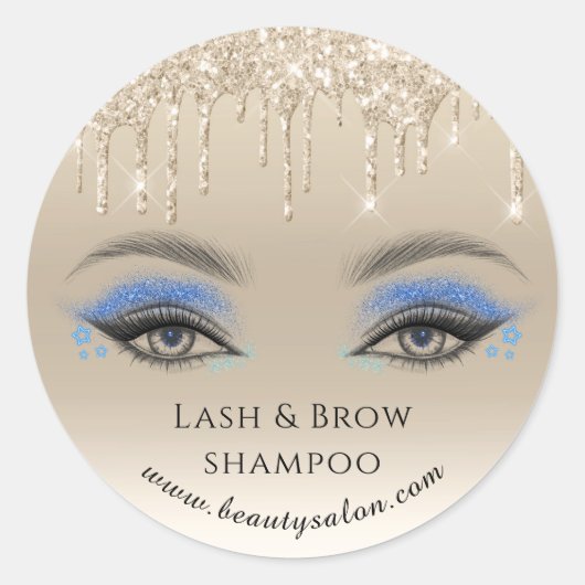 Lash and Brow Shampoo Gold Glitters Business Ronde Sticker (Voorkant)