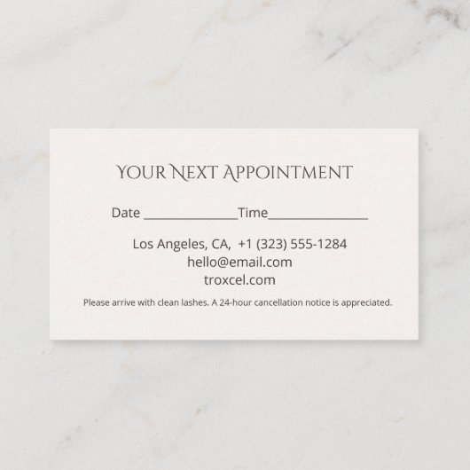 Lash Appointment Card Elegant Design Afsprakenkaartje (Achterkant)