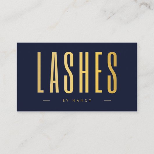 Lash Artiest QR Code & Logo Navy en Goud Visitekaartje (Voorkant)