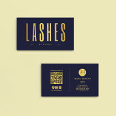 Lash Artiest QR Code & Logo Navy en Goud Visitekaartje
