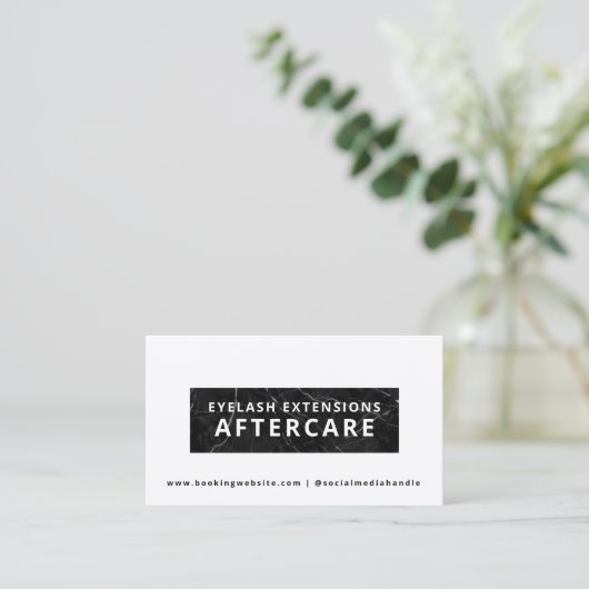 Lash Artist Aftercare Instructions Card Visitekaartje (Staand voorkant)