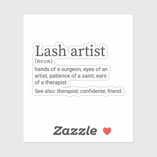 Lash Artist Definitie, Lash Tech, Lash Artiest Sticker (Vel)