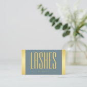 Lash Artist Dusty Blue en Gold Logo QR Code Visitekaartje (Staand voorkant)