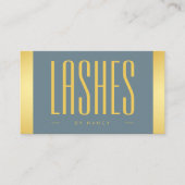 Lash Artist Dusty Blue en Gold Logo QR Code Visitekaartje (Voorkant)