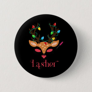 Lash Artist Kerstverlichting Rendier Esthetician  Ronde Button 5,7 Cm