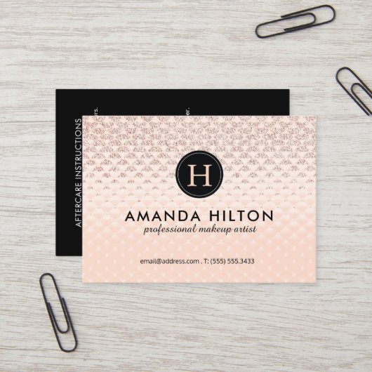 Lash Artist Natercare Instruction Cards Visitekaartje (Voorkant / Achterkant in situ)