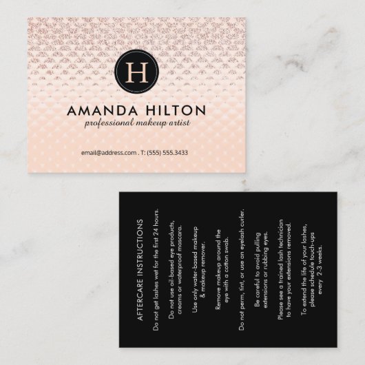 Lash Artist Natercare Instruction Cards Visitekaartje (Voorkant / Achterkant)