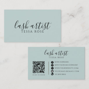 Lash Artist QR Code Stof Blauwgroen Visitekaartje