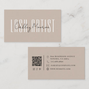 Lash Artist Script Naam Griege QR Code Visitekaartje