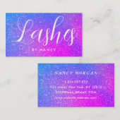 Lash Artist Typography Paarse holografische glitte Visitekaartje (Voorkant / Achterkant)