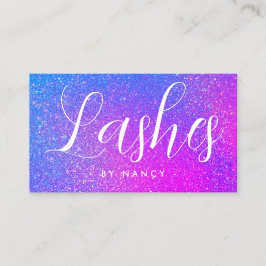 Lash Artist Typography Paarse holografische glitte Visitekaartje (Voorkant)