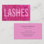Lash Artist Typography Sparkly Pink Glitter Visitekaartje (Voorkant / Achterkant)
