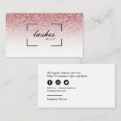 Lash Bar Beauty Salon Roos Gold Glitter Visitekaartje (Voorkant / Achterkant)