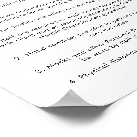 Lash Bar Health Safety Poster Silver Glitter (Hoek)