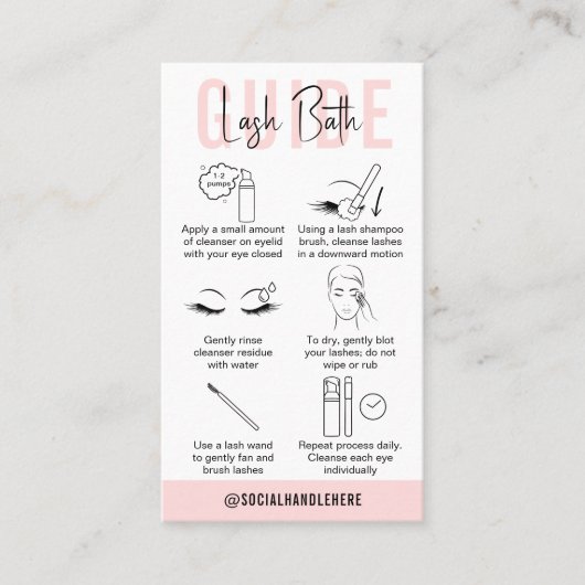 Lash Bath Care Guide Eyelashes Cleanser Feminine Visitekaartje (Voorkant)