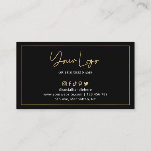 Lash Beauty Salon Black & Gold Chic-klant Klantenkaartje (Achterkant)