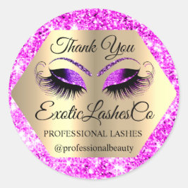 Lash Bedankt dat je de artistieke Glitter Hot Pink Ronde Sticker